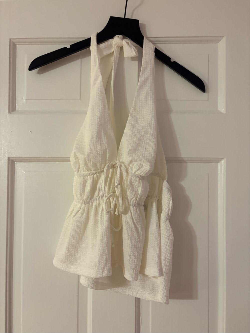 Bikbok- Women’s White/Cream Halter Tie Front Top